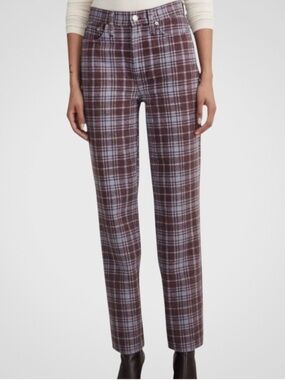 Like New Madewell The Perfect Vintage Straight Jeans Cabernet Plaid Size 26